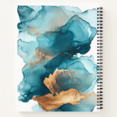 Aquamarines Goldmedaille Marmor Alkohol Tinte Sket Notizblock (Rückseite)