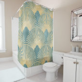 Aquamarines Goldmuster, Federmuster, Art Deco Chi Duschvorhang (Beispiel)