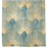 Aquamarines Goldmuster, Federmuster, Art Deco Chi Duschvorhang (Vorderseite)