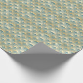 Aquamarines Goldmuster, Federmuster, Art Deco Chi Geschenkpapier (Ecke)