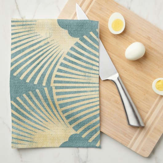 Aquamarines Goldmuster, Federmuster, Art Deco Chi Geschirrtuch (Viertel Falte)