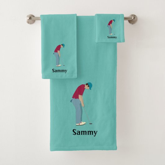Aquamarines Golf Themed Bath Handtuch Set (Insitu)