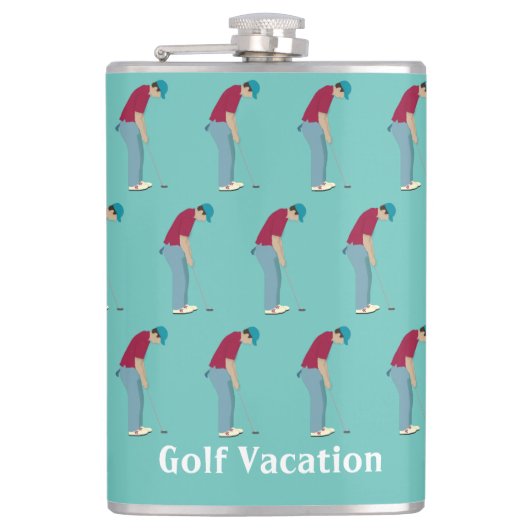 Aquamarines Golfthema Flachmann (Vorderseite)