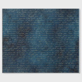 Aquamarines Gothic-Gold-Script-Umschlagpapier Geschenkpapier (Flach)