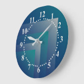 Aquamarines Grau der Marine Große Wanduhr (Winkel)