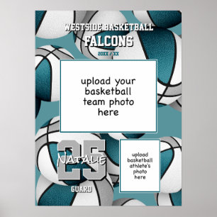 aquamarines graues Basketballteam-Foto Poster