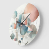 Aquamarines graues blaues Beige Rost Abstraktes Ku Große Wanduhr (Winkel)