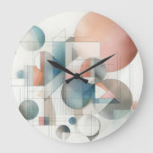 Aquamarines graues blaues Beige Rost Abstraktes Ku Große Wanduhr (Vorderseite)