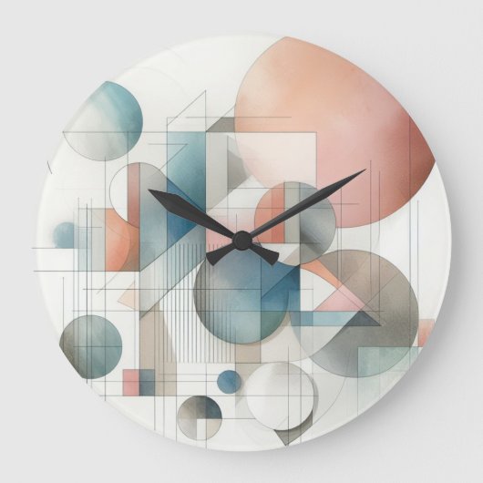 Aquamarines graues blaues Beige Rost Abstraktes Ku Große Wanduhr (Vorderseite)