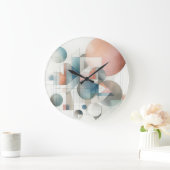 Aquamarines graues blaues Beige Rost Abstraktes Ku Große Wanduhr (Zuhause)