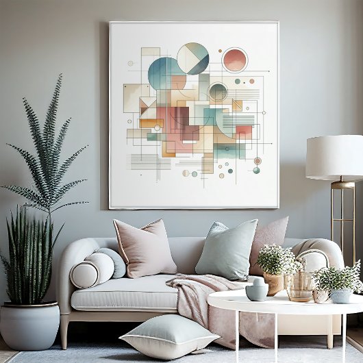 Aquamarines graues blaues Beige Rost Abstraktes Ku Leinwanddruck