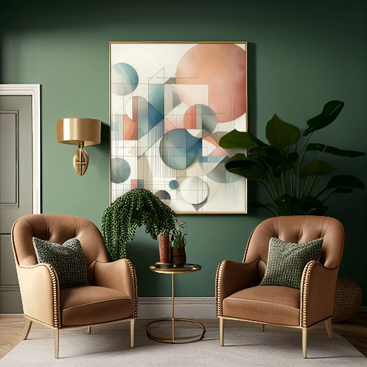 Aquamarines graues blaues Beige Rost Abstraktes Ku Leinwanddruck