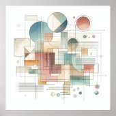 Aquamarines graues blaues Beige Rost Abstraktes Ku Poster (Vorne)