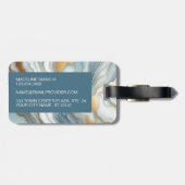 Aquamarines graues blaues Goldmarmor Kunstmuster Gepäckanhänger (Rückseite horizontal)