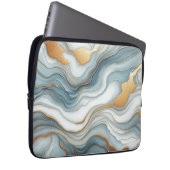 Aquamarines graues blaues Goldmarmor Kunstmuster Laptopschutzhülle (Vorne Rechts)