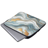 Aquamarines graues blaues Goldmarmor Kunstmuster Laptopschutzhülle (Vorne Knopf)