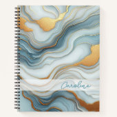 Aquamarines graues blaues Goldmarmor Kunstmuster Notizblock (Vorderseite)