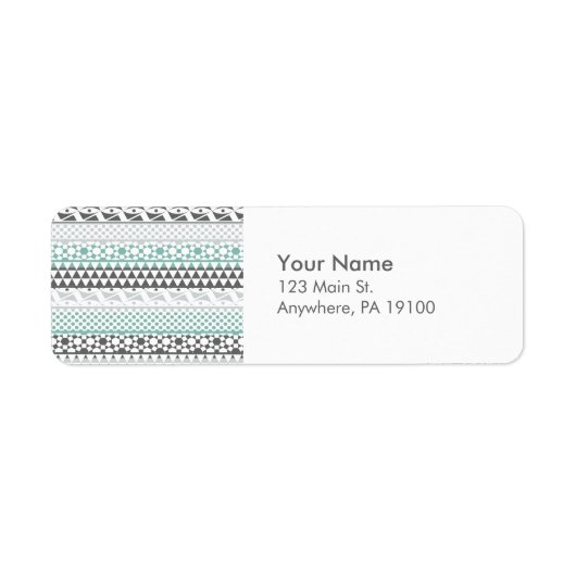 Aquamarines graues geometrisches Aztekastenmuster (Vorne)