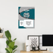 aquamarines graues Team farbig Basketball Team Fot Poster (Heimbüro)