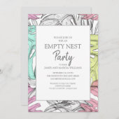 Aquamarines graues tropisches Leaf Leere Nest Part Einladung (Vorne/Hinten)