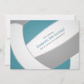 aquamarines graues Volleyball Kindergeburtstag Tea Einladung (Vorderseite)