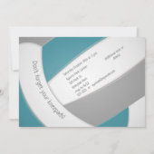 aquamarines graues Volleyball Kindergeburtstag Tea Einladung (Rückseite)