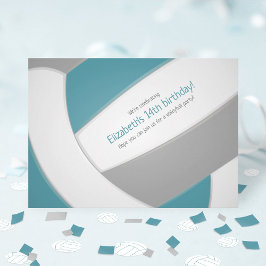 aquamarines graues Volleyball Kindergeburtstag Tea Einladung