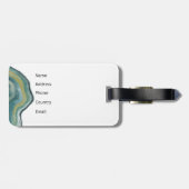 Aquamarines Green Agate Marble Abstrakt Name Monog Gepäckanhänger (Rückseite horizontal)