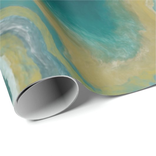 Aquamarines Green Agate Marble Abstrakt Name Monog Geschenkpapier (Rolleneckpunkt)