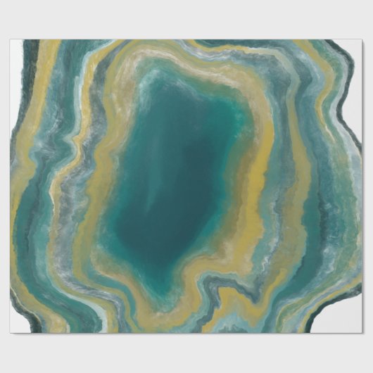 Aquamarines Green Agate Marble Abstrakt Name Monog Geschenkpapier (Flach)