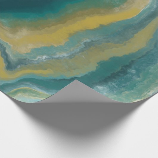 Aquamarines Green Agate Marble Abstrakt Name Monog Geschenkpapier (Ecke)