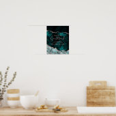 Aquamarines Green Agate Rose Gold Wedding Gästebuc Poster (Küche)