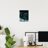Aquamarines Green Agate Rose Gold Wedding Gästebuc Poster (Heimbüro)