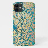 Aquamarines Green and Gold Mandala Pattern Case-Mate iPhone Hülle (Rückseite)