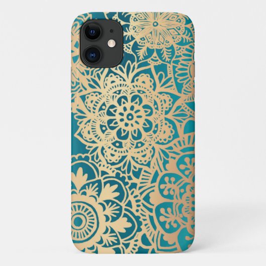 Aquamarines Green and Gold Mandala Pattern Case-Mate iPhone Hülle (Rückseite)