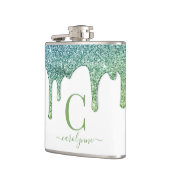 Aquamarines Green Aqua Sparkle Glitzer Tropfen Mon Flachmann (Links)