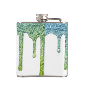 Aquamarines Green Aqua Sparkle Glitzer Tropfen Mon Flachmann (Rückseite)