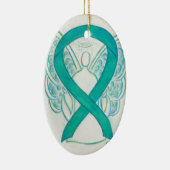 Aquamarines Green Awareness Ribbon Angel Art Ornam Keramikornament (Rechts)