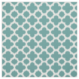 Aquamarines Green Blue White Ikat Quatrefolienmust Stoff