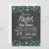 Aquamarines Green Confetti Chalkboard Brautparty Einladung (Vorderseite)
