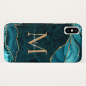 Aquamarines Green Glitzer Agate Gemstone Monogram Case-Mate iPhone Hülle (Rückseite (Horizontal))
