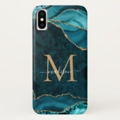 Aquamarines Green Glitzer Agate Gemstone Monogram Case-Mate iPhone Hülle (Rückseite)