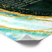 Aquamarines Green Gold Agate Hochzeitstisch Poster (Ecke)