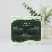 Aquamarines Green & Gold Agate Marble Geode Square Menükarte (Stehend Vorderseite)