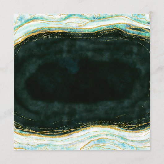 Aquamarines Green & Gold Agate Marble Geode Square Menükarte (Rückseite)