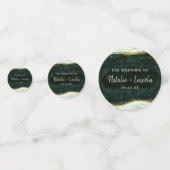 Aquamarines Green & Gold Agate-MarmorWedelmongramm Konfetti (Vorderseiten)