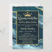 Aquamarines Green Gold Agate Spanish Quinceñera Fo Einladung (Vorderseite)