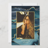 Aquamarines Green Gold Agate Spanish Quinceñera Fo Einladung (Rückseite)