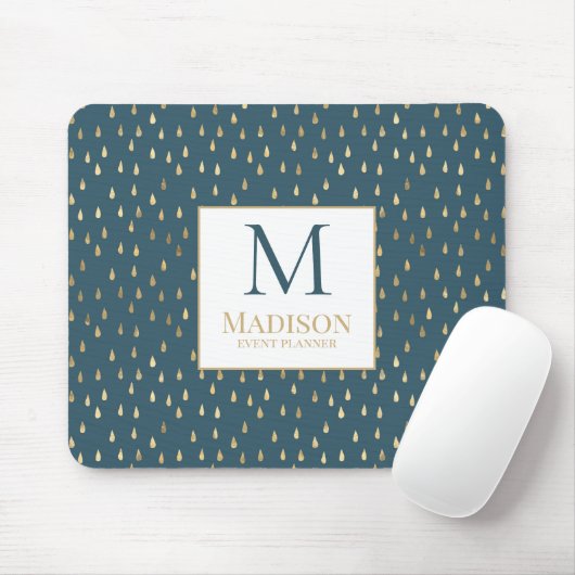 Aquamarines Green Gold Raindrop Modernes Trendmono Mousepad (Mit Mouse)