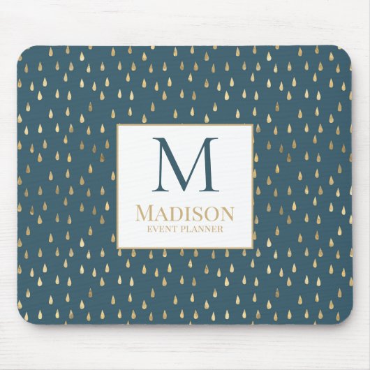Aquamarines Green Gold Raindrop Modernes Trendmono Mousepad (Vorne)